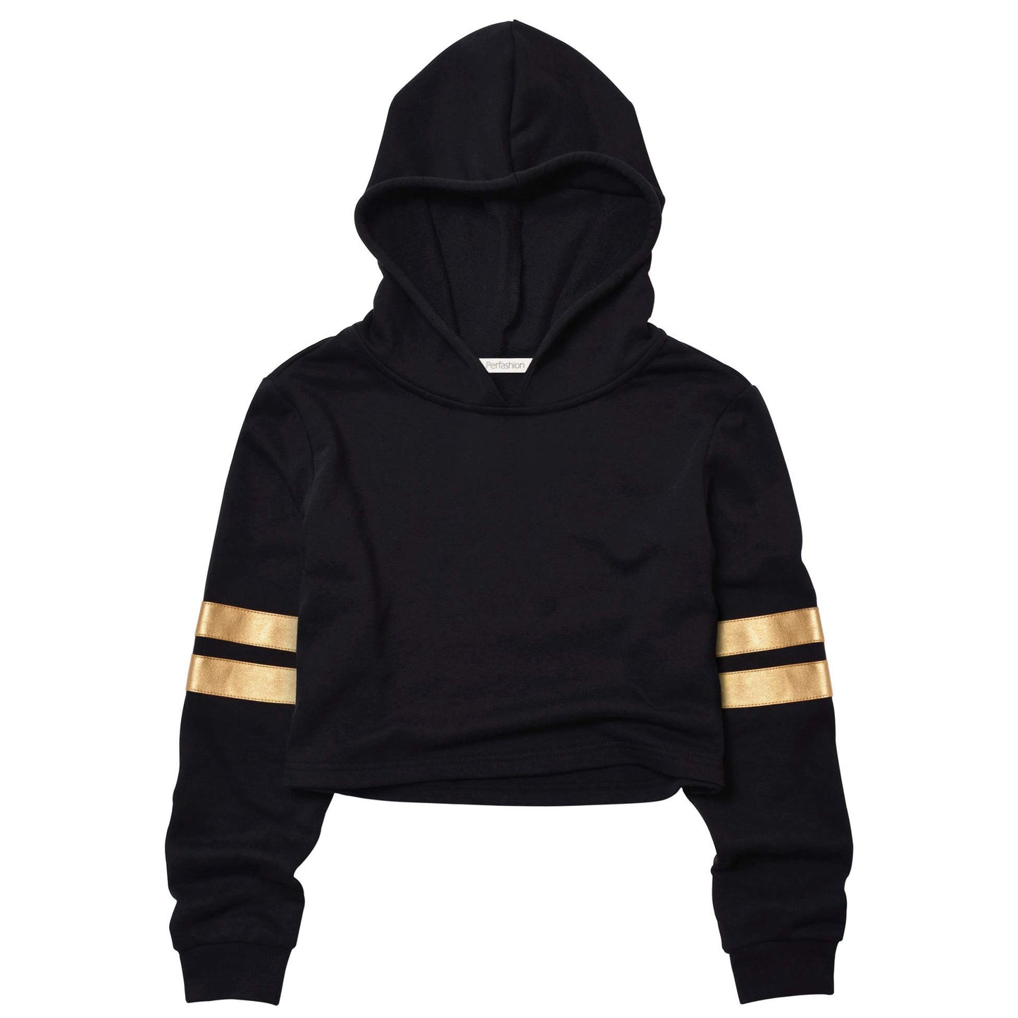 Perfashion Cropped Sweatshirts For Kids Long Sleeve Hoodie With Leather Sleeves Gold 6T 7T