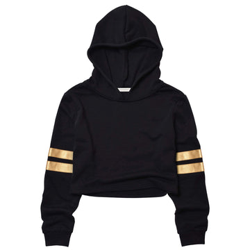 Perfashion Cropped Sweatshirts For Kids Long Sleeve Hoodie With Leather Sleeves Gold 6T 7T