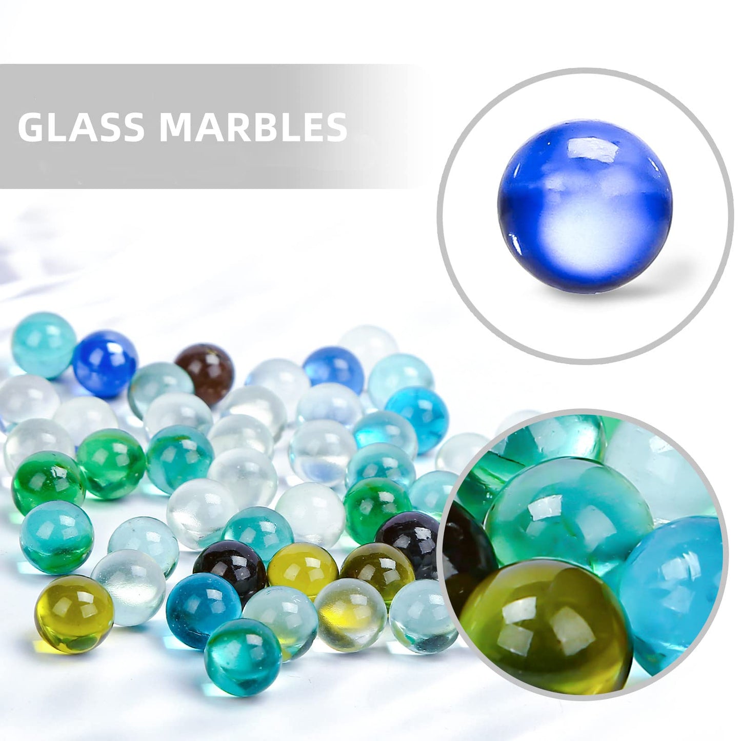 Poplay 50 Pcs Beautiful Player Marbles Bulk For Marble Games, Multiple Colors(1 Whistle)