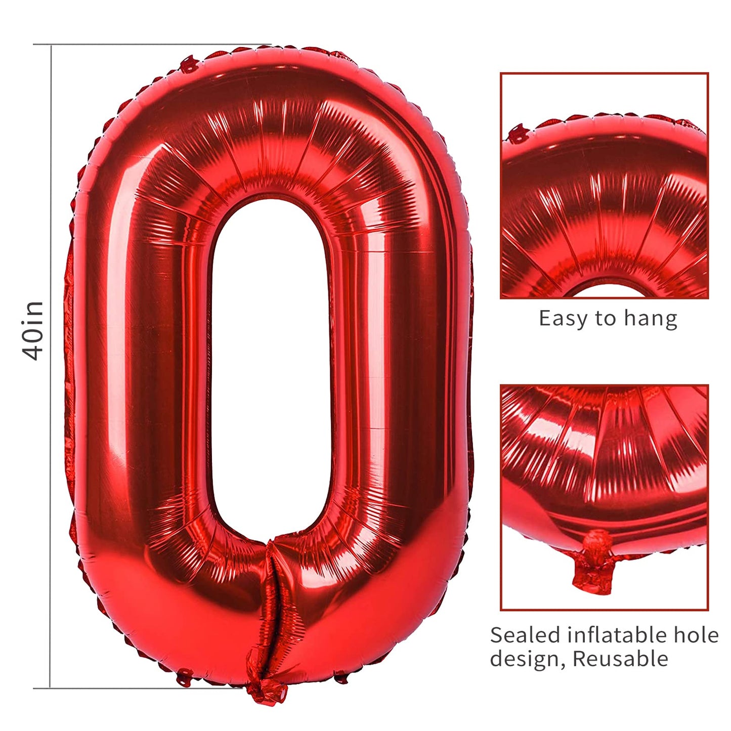 Smlpuame 40 Inch Number Balloon 0-9 Red Large Number 4 Balloons,Digital Balloons For Birthday Party Celebration Decorations Supp