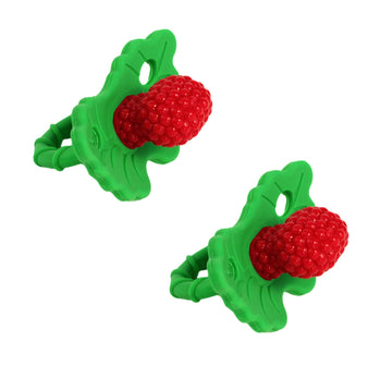 RaZbaby RaZberry Silicone Teether Pacifier - Teething Relief for Infants, Food-Grade, BPA-Free, Hands-Free, Natural Berrybumps F