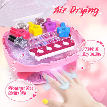 Shemira Nail Polish Kit For Girls Ages 7-12 Years Old, Nail Art Toy For Girls 5 6 7 8 9 10 11 12 Years Old, Nail Art Studio With