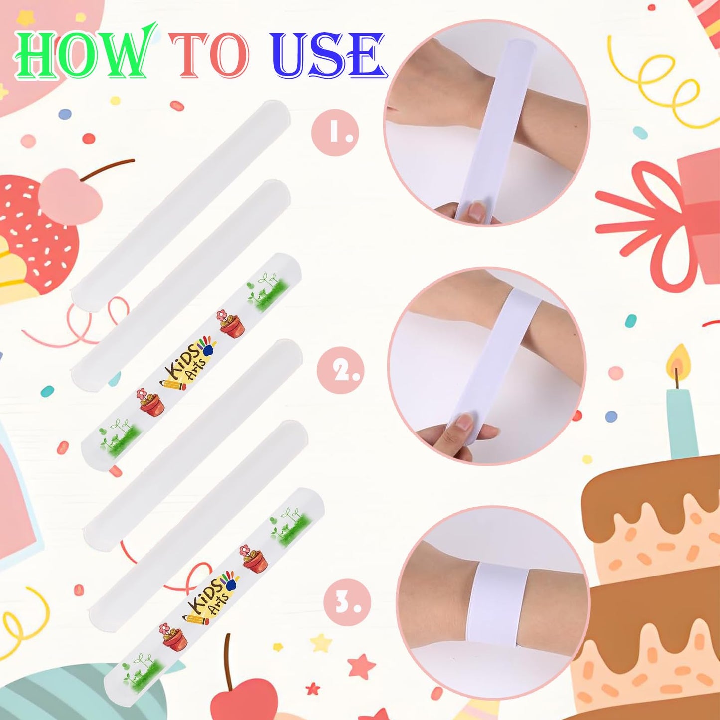 NovaHance 36 PCS Slap Bracelets Blank DIY Slap Bracelets Color Your Own Slap Bracelets Slap Bands Wristbands Snap Bracelets for