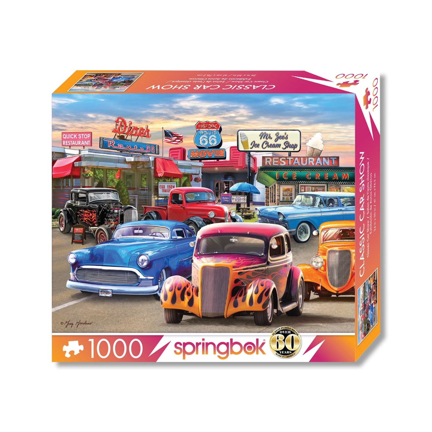 Springbok 1000 Piece Classic Car Puzzle - Hot Rods & Classic Cars - Made in USA - Cardboard