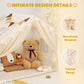 PIIKAGO Kids Tent Indoor with Stat Lights - Play Tent for Kids Ages 4-8  Toddler Playhouse with Cloth Curtain for Girls Boys  57  x 35  x 47  (Beige)