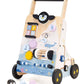 PairPear Wooden Baby Walker, Baby Push Walker Activity Center Toys,Montessori Walker Toy with Shape Sorter, Adjustable Speed Act
