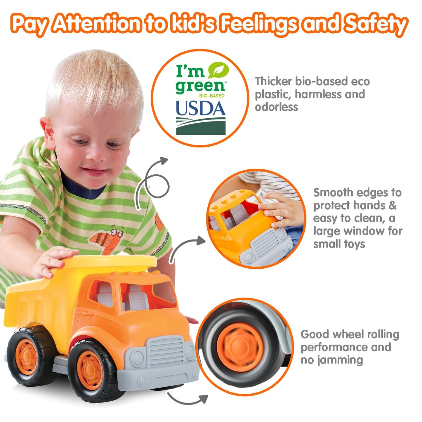 PLAY Eco-Friendly Toys Dump Truck Beach Toy, [USDA Certified] No BPA/Phthalate/PVC, Recycled Bioplastic Construction Truck Toys
