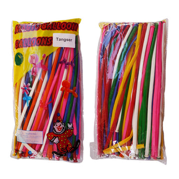 Tangser Assorted 260Q Balloons, Long Skinny Balloon, Twisting Balloon 100 Pcs, Premium Magic Clown Ballon For Animal, Garland, W