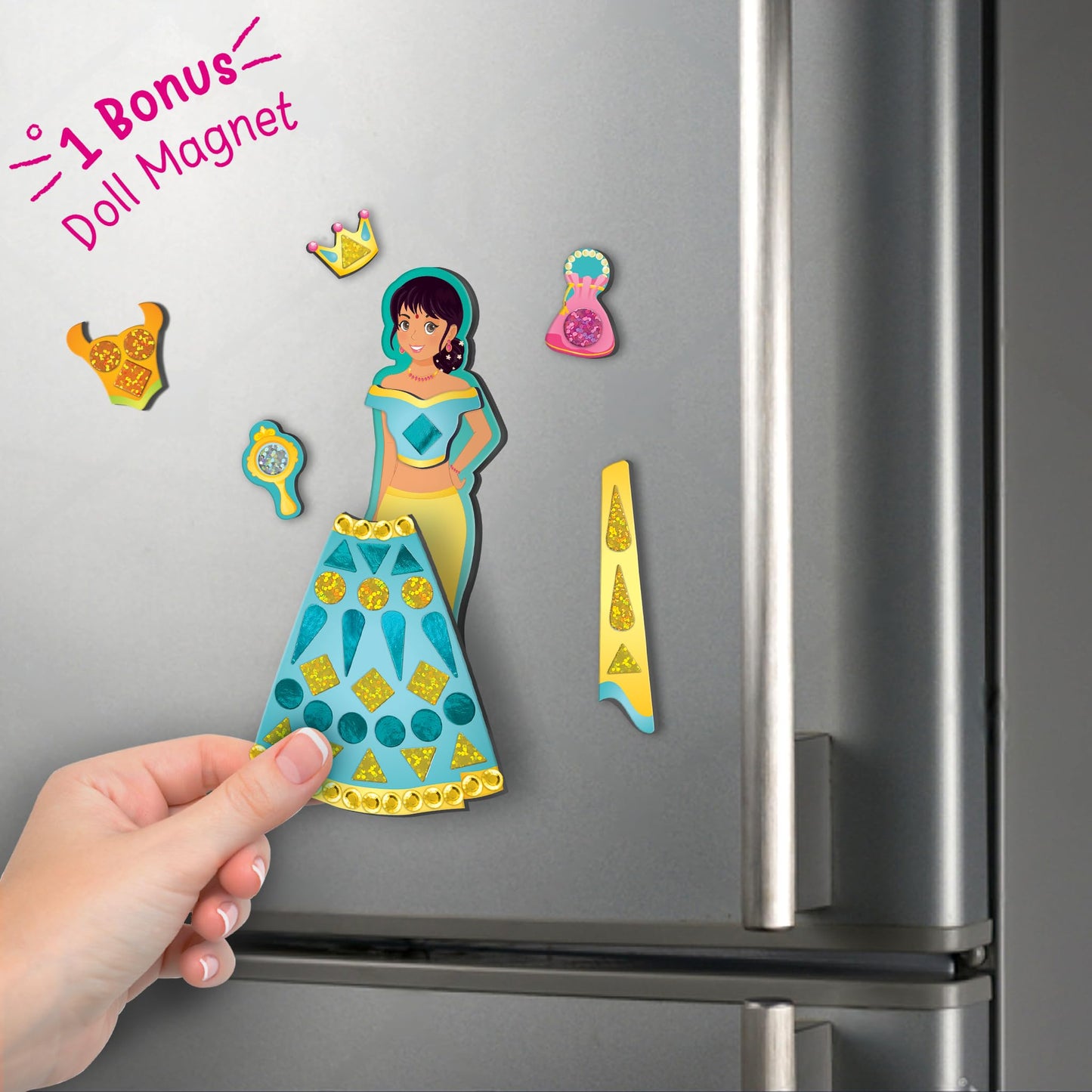 Imagimake DIY Magnetic Dress-Up Indian Princess Toys - 30 Magnetic Dresses & Accessories for Kids, Multicolor