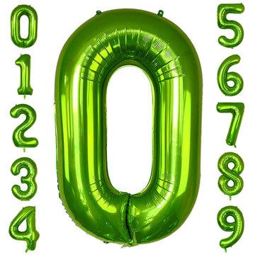 Paticool 40 Inch Green Number Balloon 0, Large Number Foil Mylar Balloons For Birthday Party Celebration Decorations Supplies, D