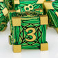 ORIFANTOU Metal DND Dice Set Dungeons and Dragons Dice with Box, Green Golden Debris D&D Dice RPG D and D Dice Role Playing Game