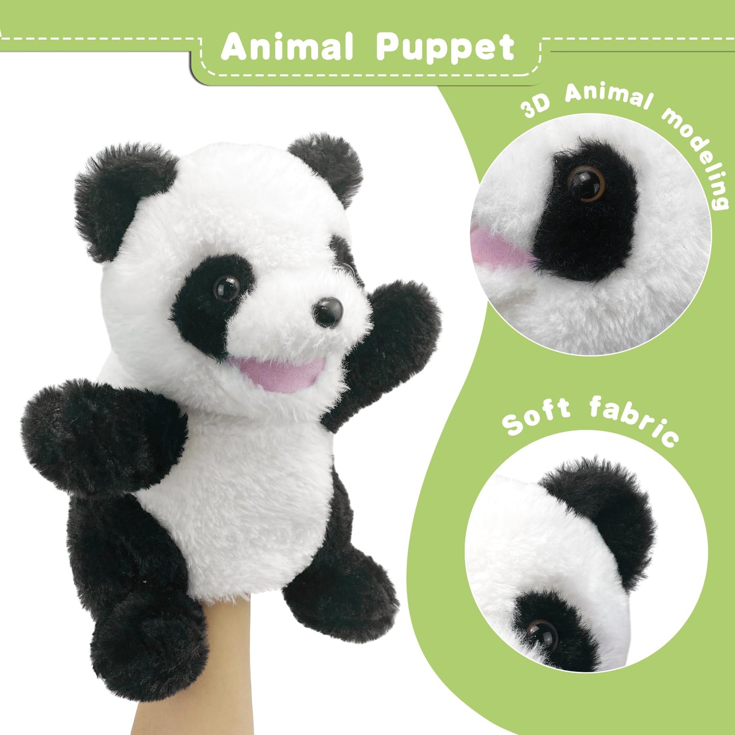 Okegztoa Hand Puppets Plush Panda Puppet,9'' Hand Puppets For Kids Realistic Animal Puppets Panda Stuffed Animal Hand Puppets Fo