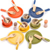 GAGAKU Wooden Play Food Sets for Kids Kitchen,Montessori Wooden Play Food Toys Play Plates and Dishes for Kids Wooden Play Kitch