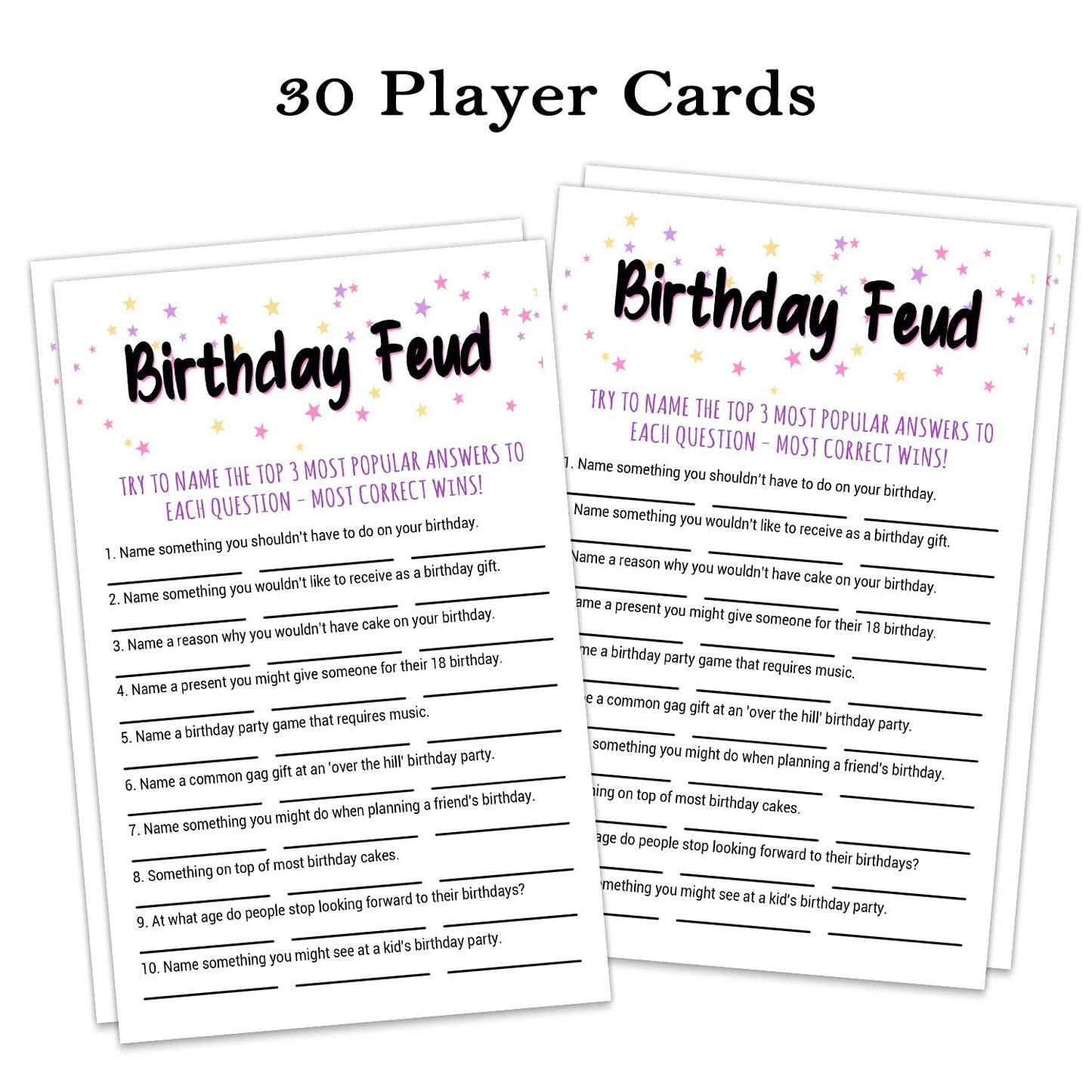 mature-themed Birthday Party Game  Birthday Feud Birthday Game Cards  mature-themed Birthday Party Game  Fun Novelty Cards for Birthday  Birthday Party Supplies Game Idea  5 * 7 inches