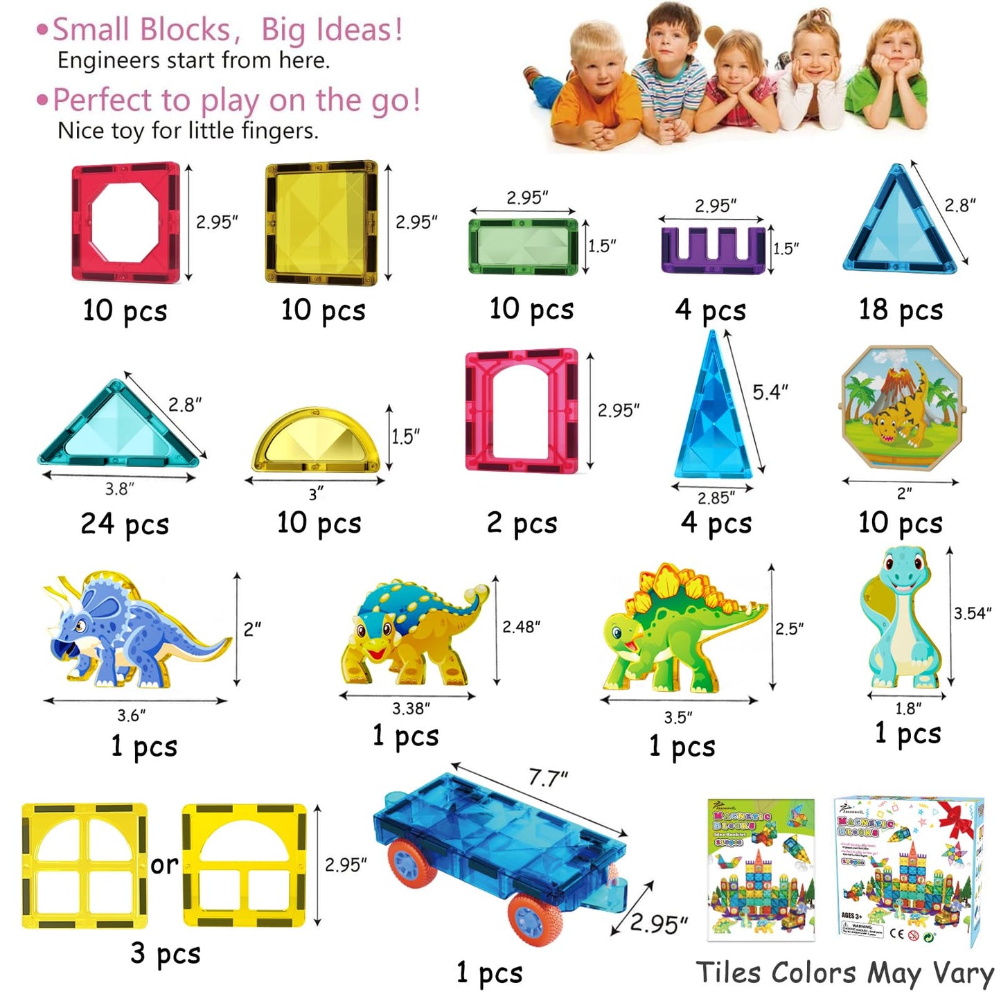 Jasonwell Magnetic Building Blocks Set, STEM Toys for Kids 3-10 Years, Plastic, Educational Construction Kit, Model YF-086