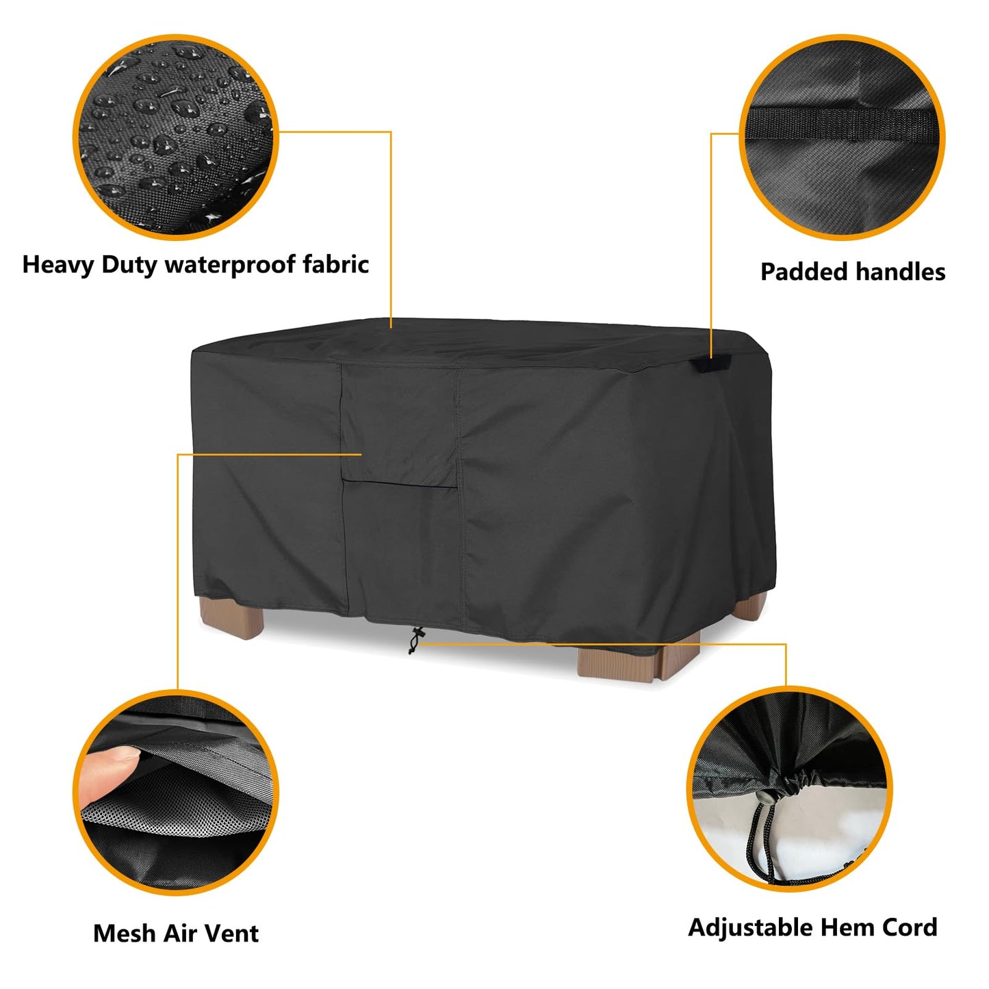 Square Sand Box Cover - Waterproof Dust Proof, Black - Fits 49L x 47W x 8.5H Box