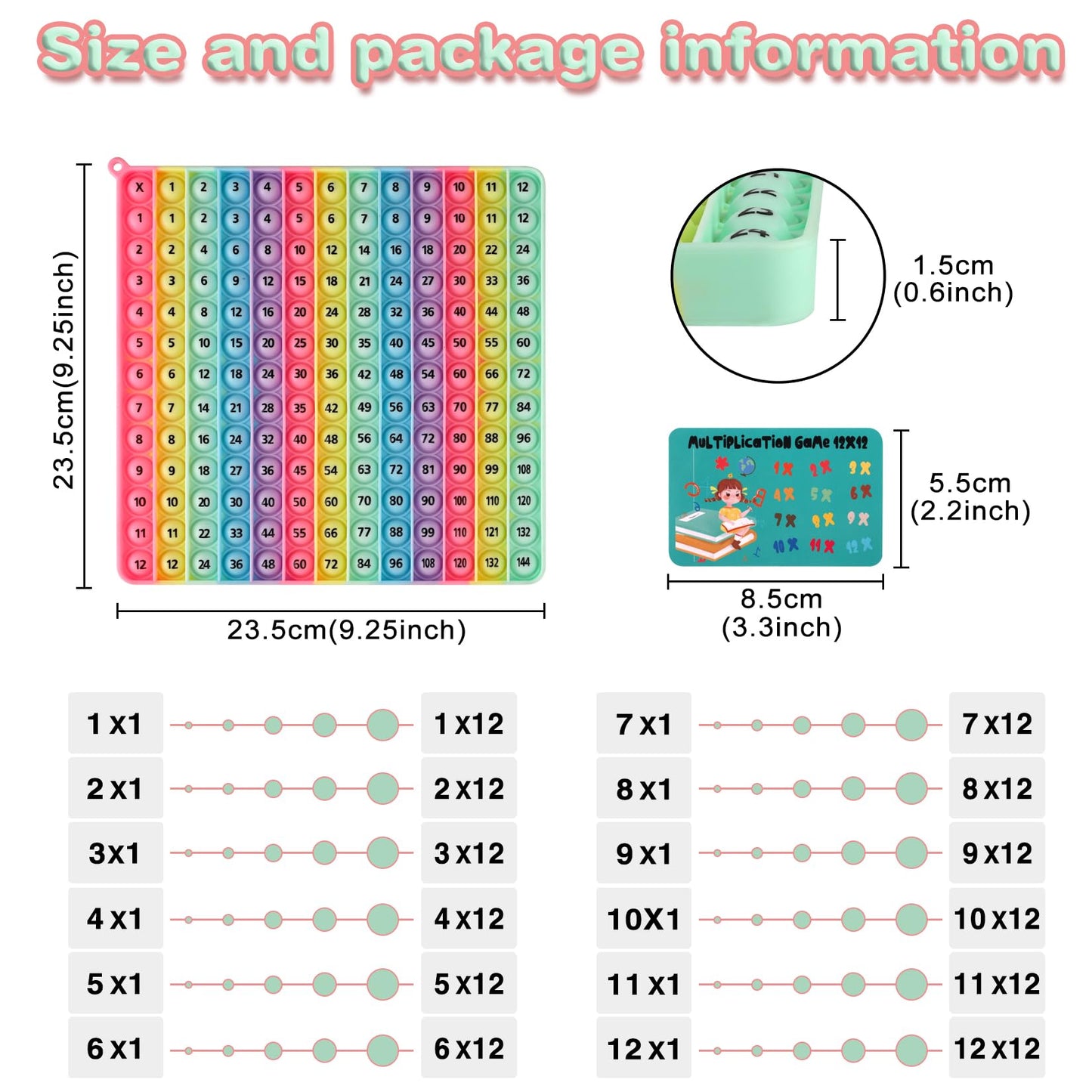 Ak-Ship Multiplication Game Table And Addition Numbers Flash Cards Doubled Side Macaron Pop Fidget Math Toys, Create Various Mat