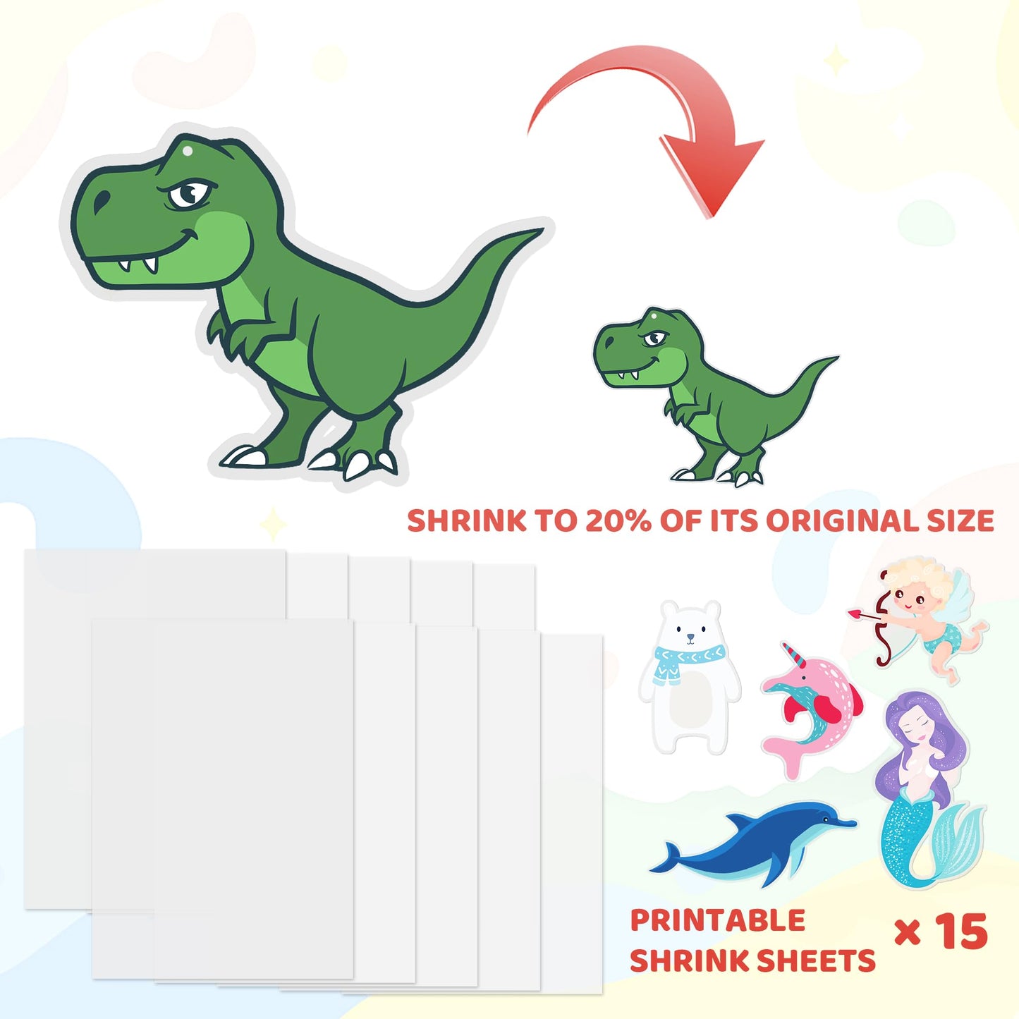 15 Sheets Printable Shrink Sheets Plastic A4 Size Printable Shrink Paper Shrink Art Paper For Inkjet Printer Shrink Film Sheets