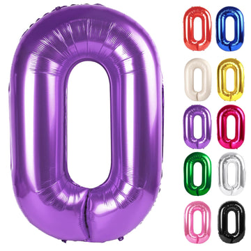 Purple Number 0 Balloon 40 Inch, 0 Balloon Numberfor 10Th 20Th 30Th 40Th 50Th 60Th Birthday Decorations, Purple Party Supplies F