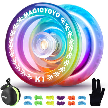 Magicyoyo Responsive Yoyo K1-Plus For Kids Beginners With Yoyo Storage Bag + 12 Yoyo Strings And Yo-Yo Glove Gift (Blue Pink Yel