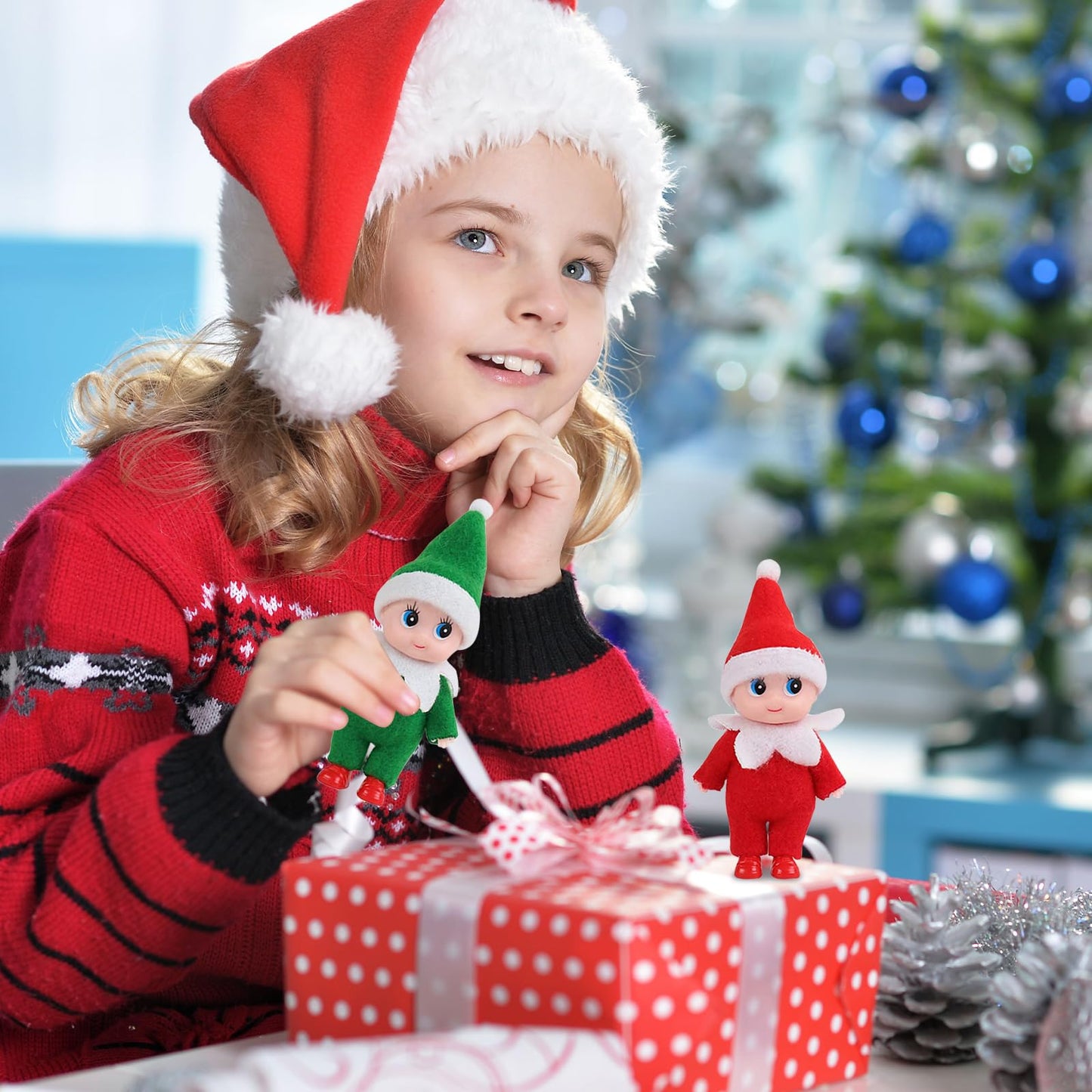 Voiiake Miniature Christmas Elf Dolls - Boy And Girl Elf Family For Kids - Christmas Decorations And Stocking Stuffers