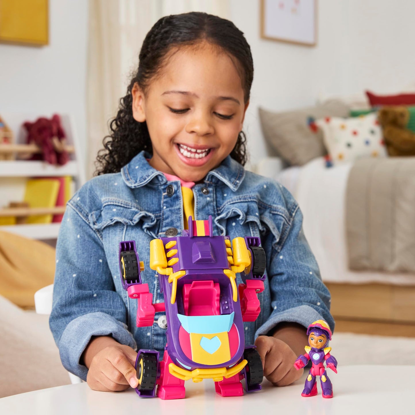 IRON MAN AND HIS AWESOME FRIENDS Ironheart 2-in-1 Mech Suit & Vehicle Set, 3" Action Figure, Purple, Model G1476