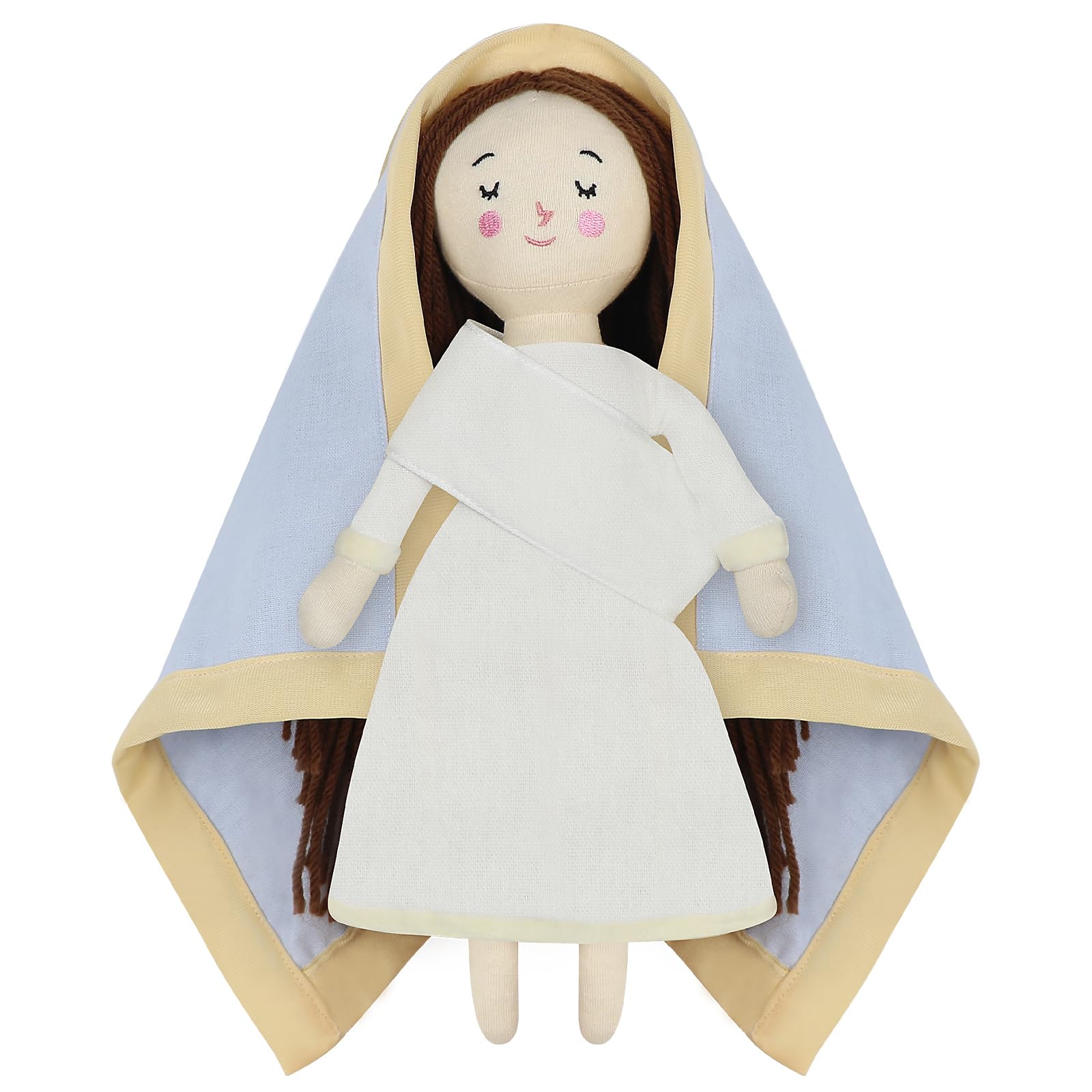Free-Space Blessed Virgin Mary Doll And Baby Jesus Plush Religious Figure Playset For Boy Girl Christening Gift(Virgin Mary)