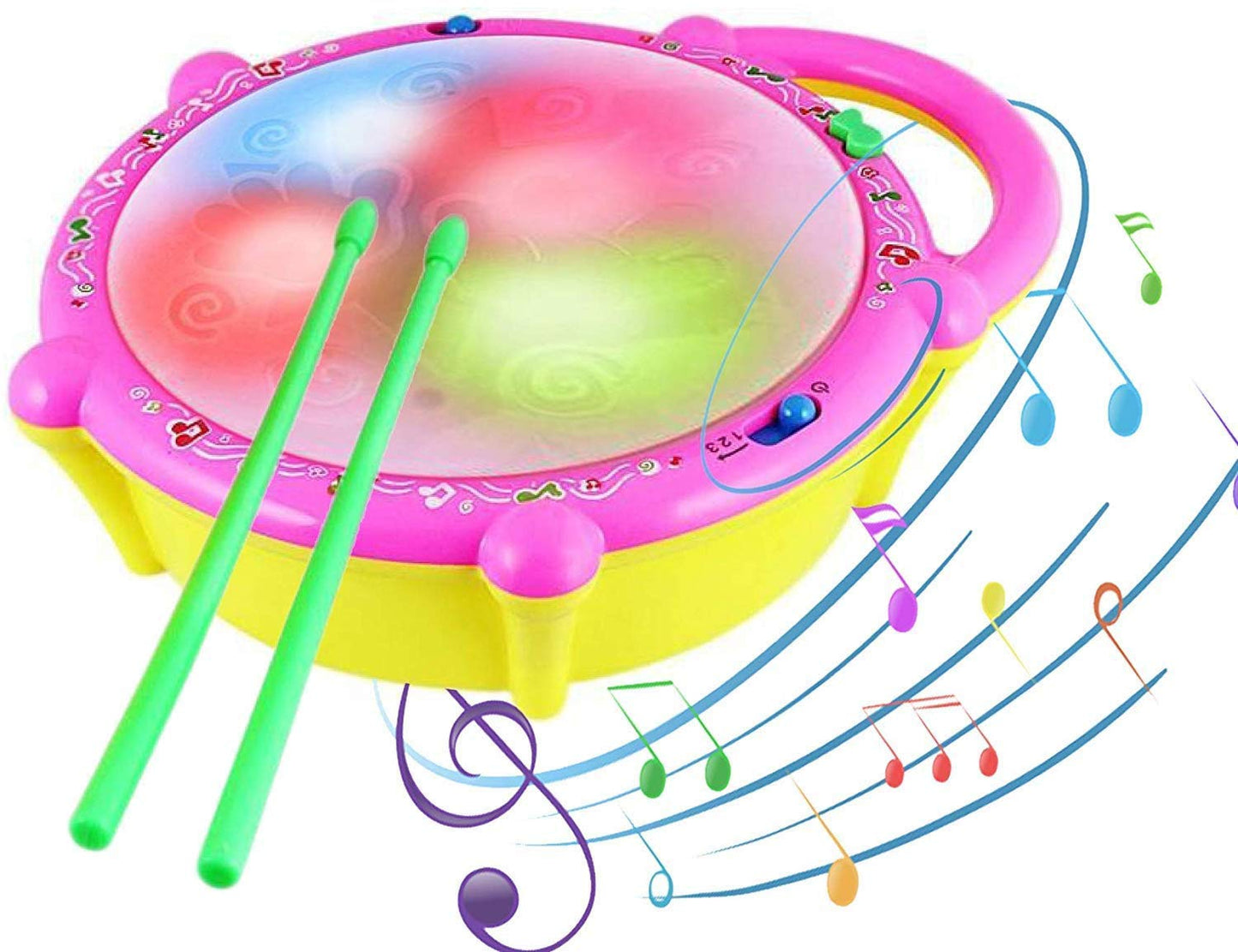 Jo Baby Flash Drum With 3D Light And Music With Sticks