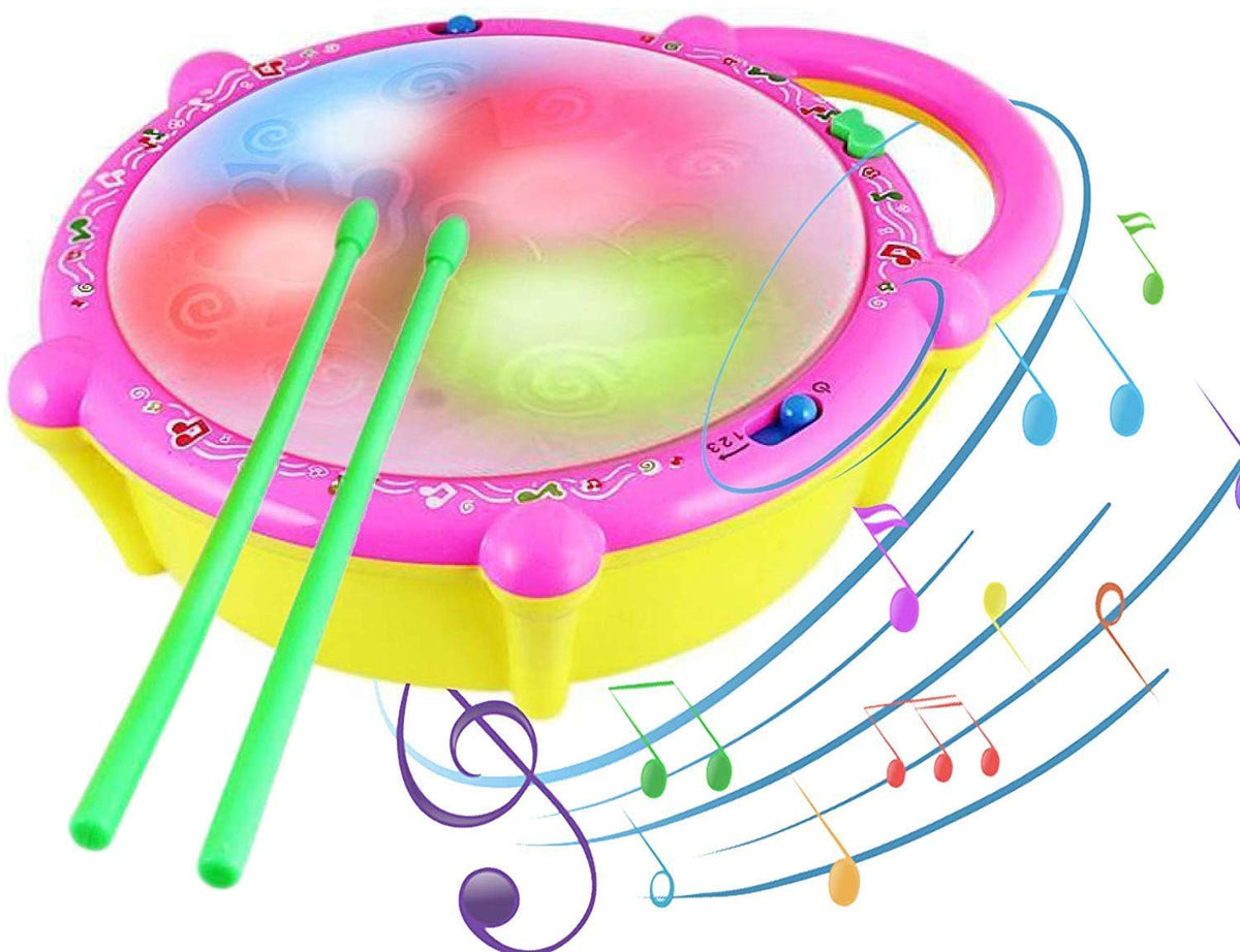 Jo Baby Flash Drum With 3D Light And Music With Sticks