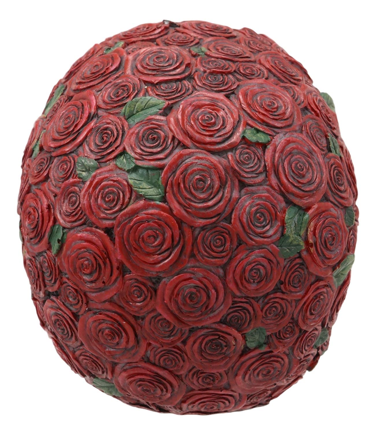 Ebros Valentine'S Day Of The Dead Red Floral Roses With Green Petals Skull Figurine Dod Rosa Sugar Skulls Statue As Cranium Skeleton Head Halloween Ossuary Macabre Altar Decor Collectible