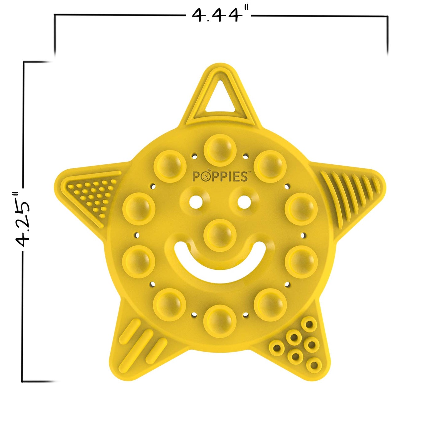 Poppies BPA-Free Silicone Suction Cup Teether - Sensory Bath Toy, Yellow, 1 Count
