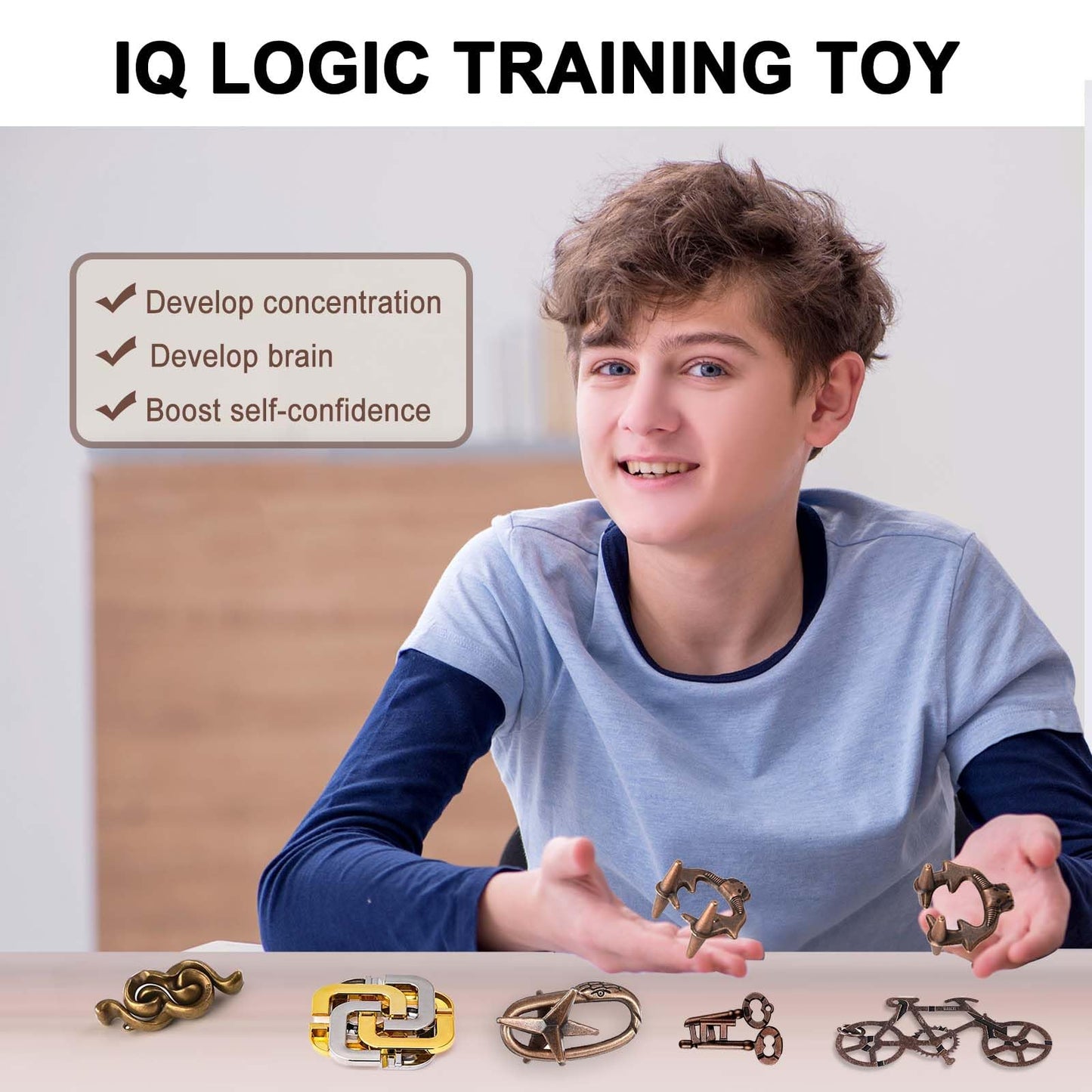 Brain Teaser Puzzles for mature-themeds 6pcs Logic Metal Puzzle for mature-themed Kid Toy Lock Puzzles Gift for mature-themedsTeenagers