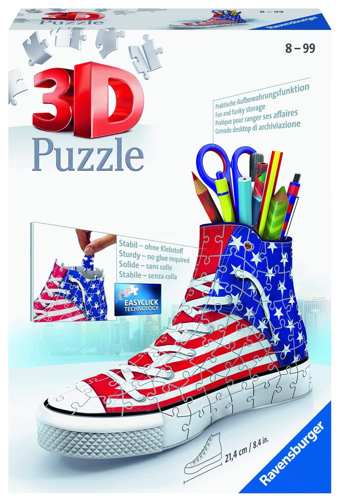 Ravensburger Sneaker American Style - 112 Piece 3D Jigsaw Puzzle | Precision Fit For Kids And Adults | Easy Click Technology | Durable Display Piece | Over 130 Years Of Quality