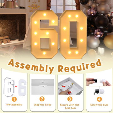 Imprsv 3Ft Marquee Light Up Numbers, Marquee Numbers 60Th Birthday Decorations For Women Men, Large Light Up Numbers 60Th Birthd