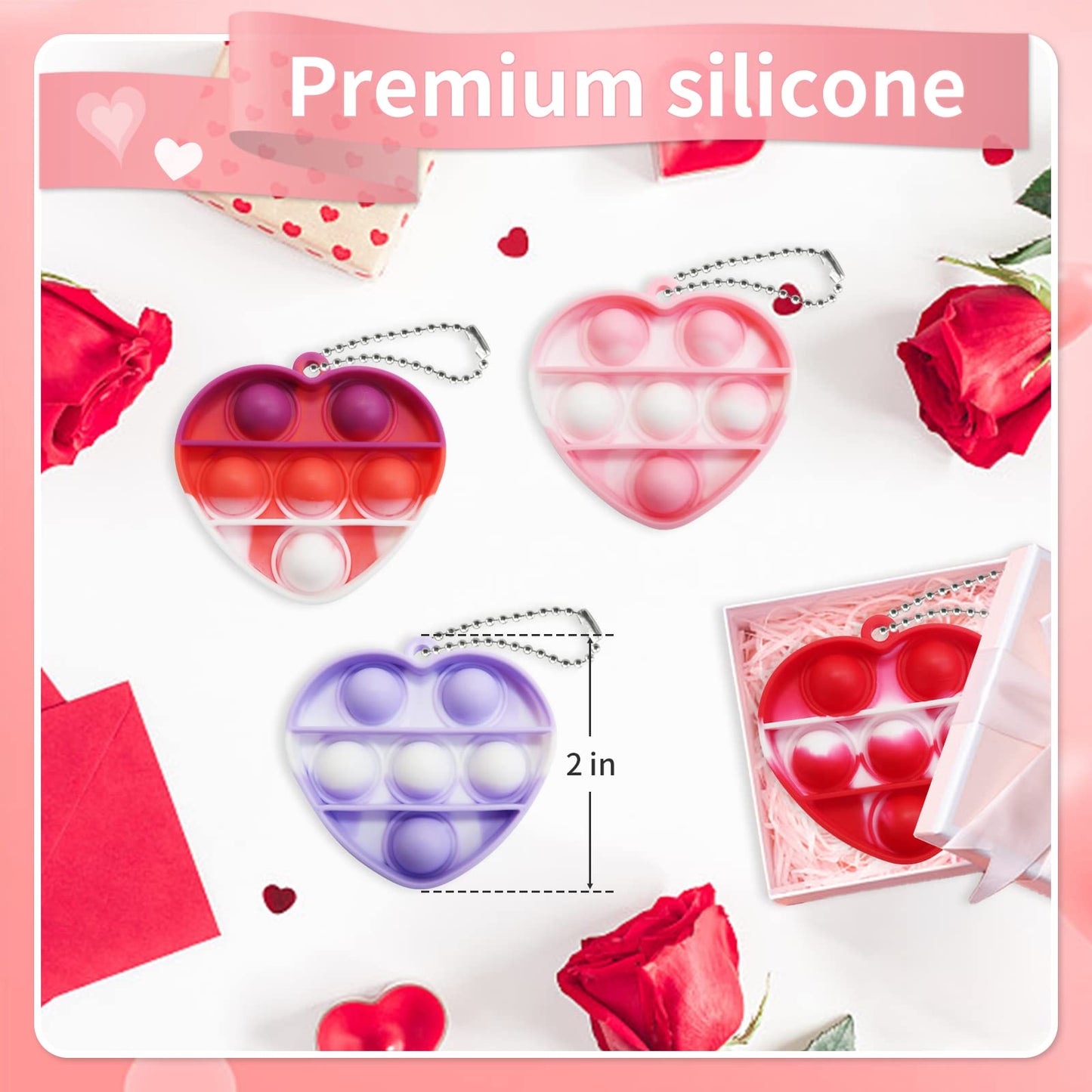 Toanwod 24Pcs Party Favors Pop Fidget Keychain Toy: Mini Party Favors Bubble Toy Pack For Kids - Birthday Goodie Bag Stuffers Gi