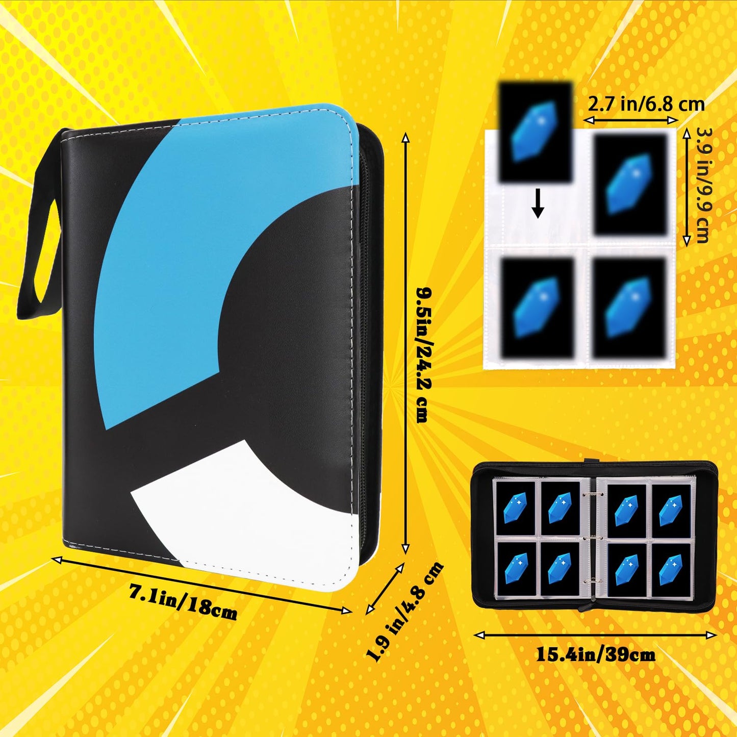 Card Binder 4-Pocket  400 Pockets Fashion Design Trading Card Holder for Sports Card enhanced Card Book Sturdy Card Holder (Blue  400 Card)