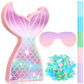 Mermaid Piata Birthday Decorations, Mermaid Tail Pinata Bundle with Blindfold and Bat for Under the Sea Ocean Themed Birthday Pa