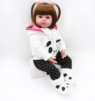 18'' Babyfere Reborn Baby Doll Clothes For 17-19 Inch Reborn Newborn Dolls Baby Girl Clothes Accessories Cute Panda 4 Piece Set