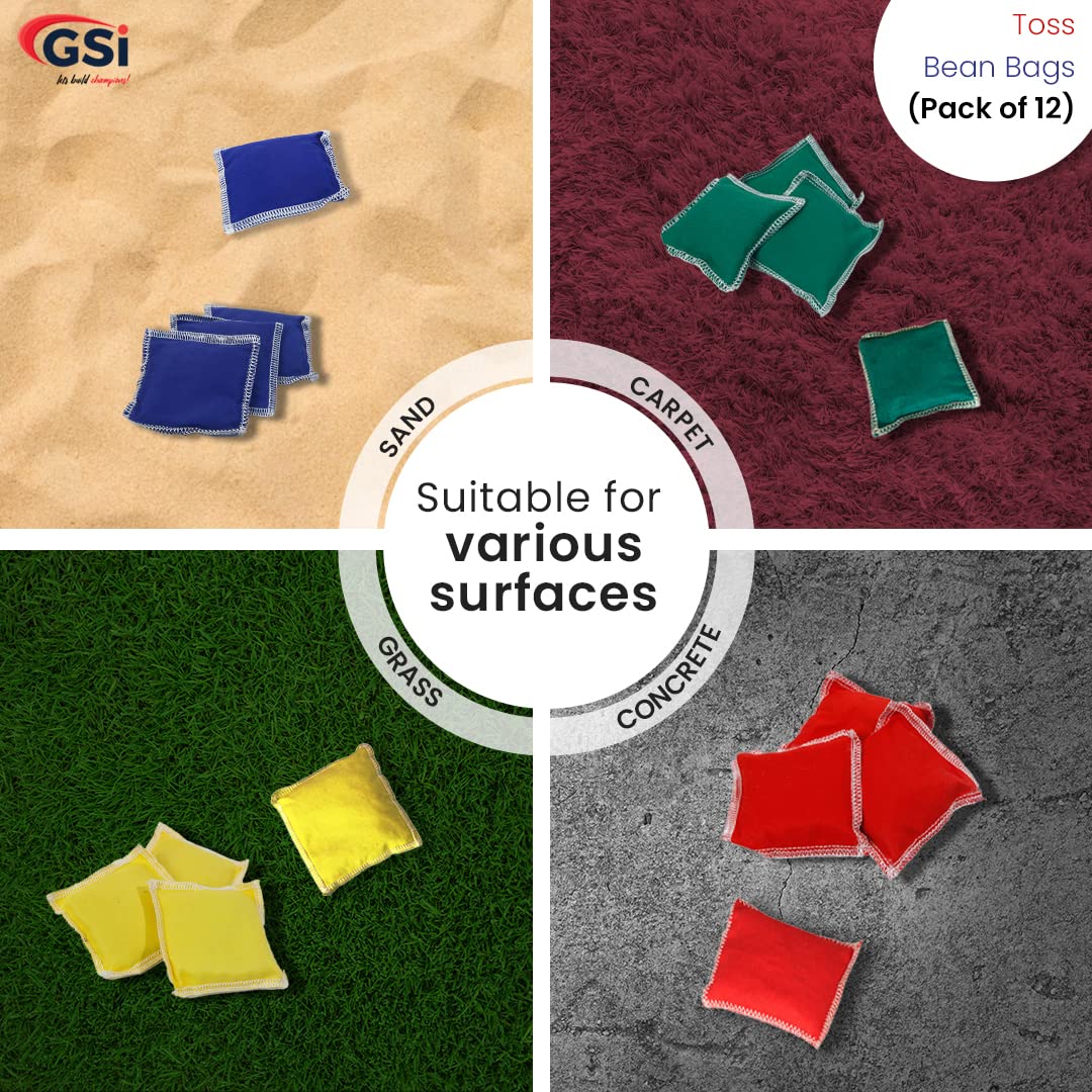 GSi Mini Toy Bean Bags | Used for Physical Education  Outdoor & Hand toss Games  Fun Activities Equipment for Kids | Made of enhanced Cotton Fabric with Superior overlock Stitching | Pack of 12