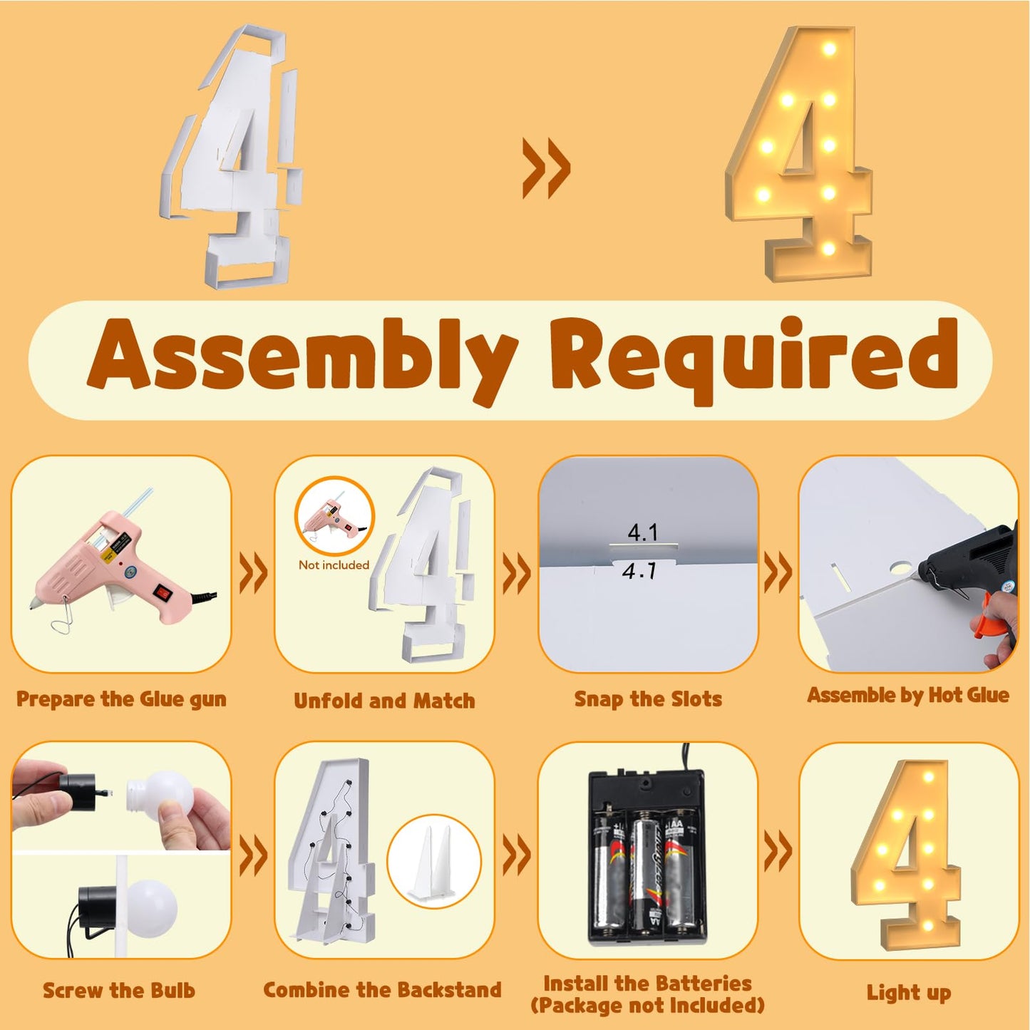 Imprsv 3Ft Light Up Numbers, Marquee Numbers For 40Th Birthday Decorations Anniversary Party Decor, Mosaic Numbers For Balloons