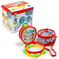 RatnaS 3 In 1 Musical Jhankar Gift Set Junior Penguin Printed Drum Dafli Toy Musical Instrument With 2 Mallets For Kids