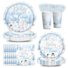 120pcs Winter Woodland Baby Shower Decorations Arctic Animals Plates Napkins Baby Its Cold Outside Cup Snowflake Penguin Arctic