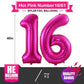 Hot Pink 16 Balloon Numbers,40 Inch 16Th Or 61St Birthday Balloon Foil Mylar Number 16 Balloon Large Dark Pink Number Balloons For Birthday Party Anniversary Festival Decorations