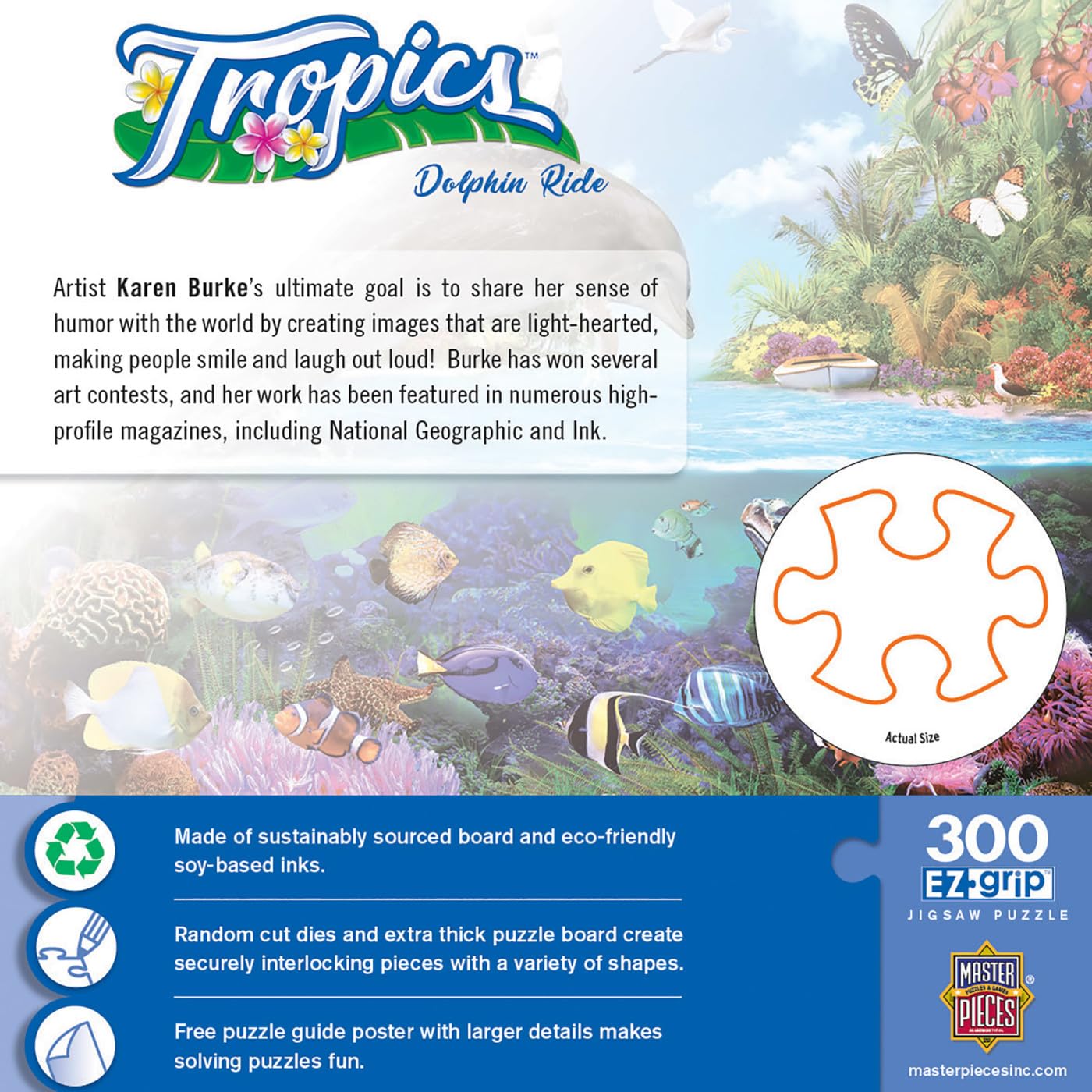 MasterPieces 300 Piece EZ Grip Jigsaw Puzzle - Dolphin Ride - 18x24