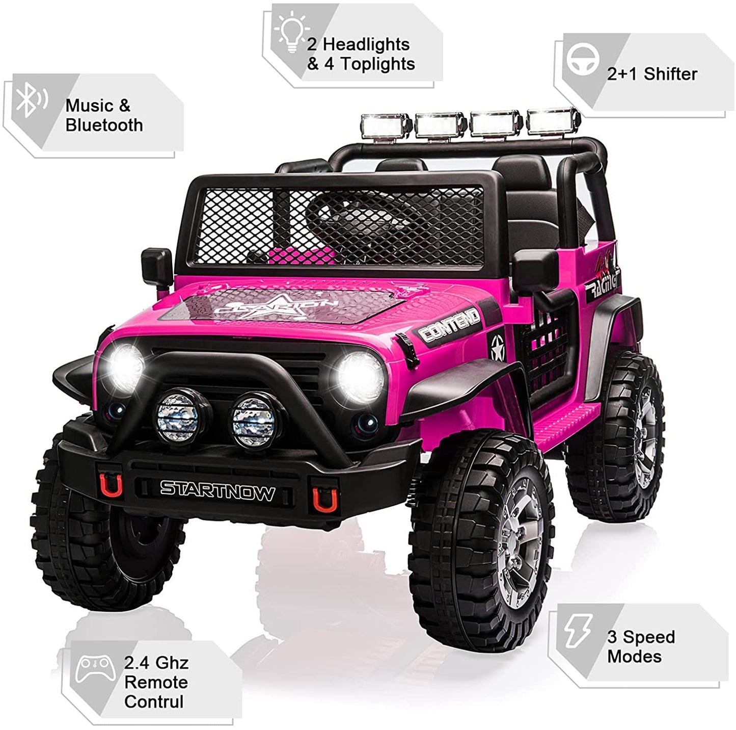 Homfamilia 2-Seat Kids Ride On Truck Car, 12V Battery Powered Electric Vehicle With Remote, Electric Car For Kids/Toddlers W/Spr