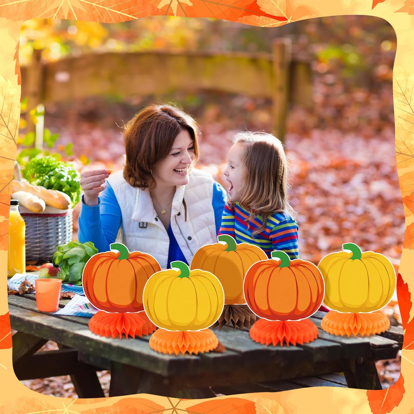 12 Pcs Fall Thanksgiving Pumpkin Honeycomb Centerpiece Fall Party Decoration Orange Gold Pumpkin Table Decoration Autumn Table T