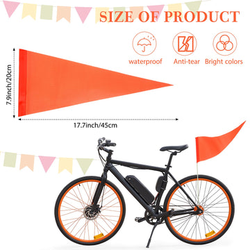 2 Pieces Replacement Safety Flag Pennant High Visibility Bike Safety Flag With Pole Tear-Resistant Waterproof Bicycle Safety Fla