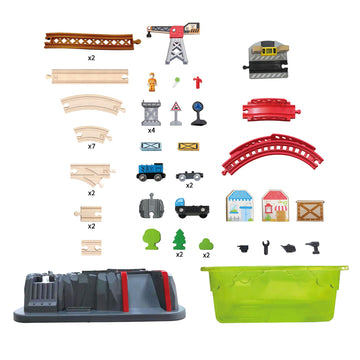 Hape Railway Bucket-Builder-Set L: 19.7, W: 31.5, H: 5.5 Inch