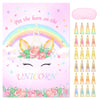 Joarhonal Pin The Tail On The Unicorn Game - Unicorn Birthday Party Games For Girls Unicorn Party Supplies With 24 Pcs Horn Stic