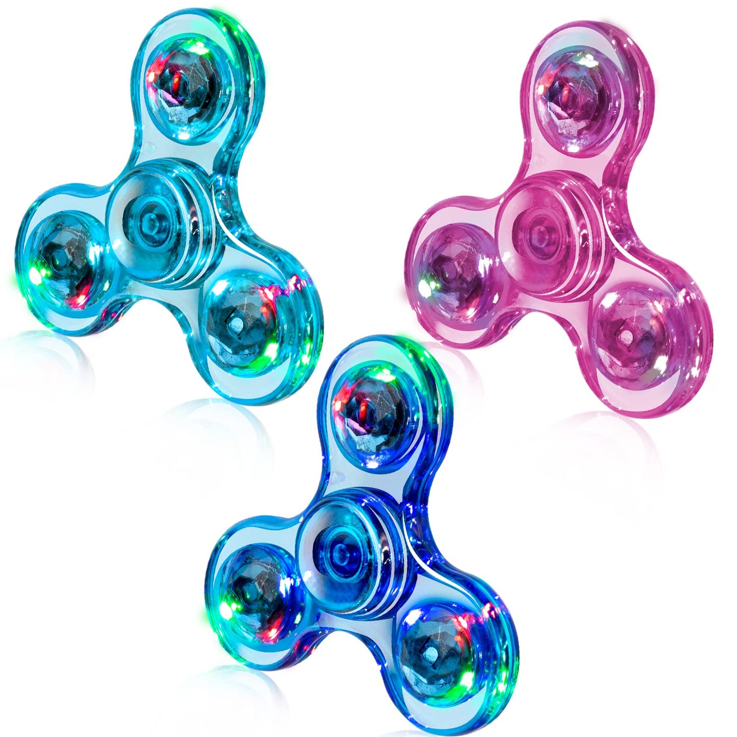 Figrol 3 Pack Led Light Fidget Spinners, Crystal Finger Toy Gift For Children, Stress Reduction And Anxiety Relief Hand Spinners